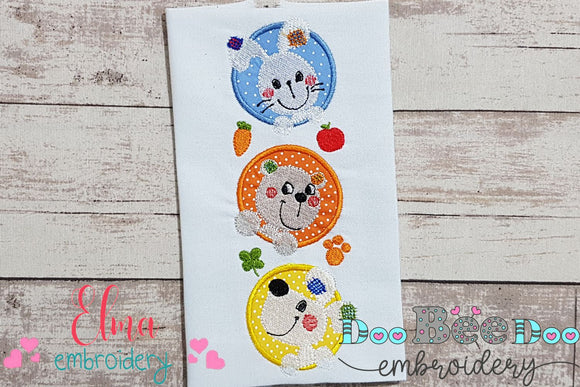 Bunny, Bear and Dog Frame - Applique - Machine Embroidery Design
