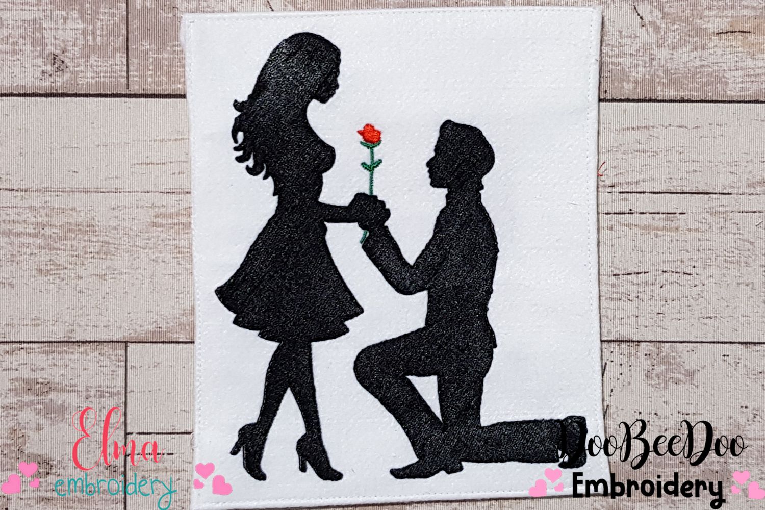 Silhouette Romantic Couple Machine Embroidery Design