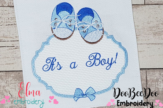 It's a Boy Baby Shoe Frame - Applique