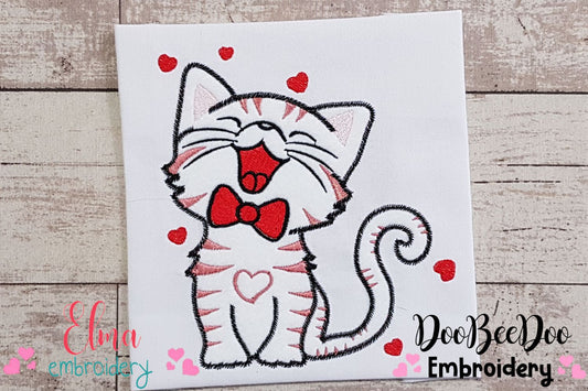 Happy Love Kitty  - ZigZag Applique