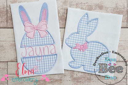 Easter Bunny Silhouette and Split Easter Egg - Applique - Set of 2 designs