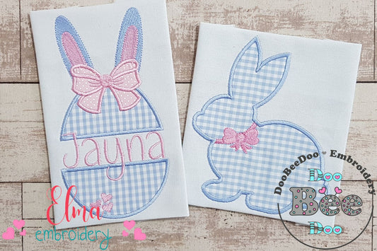 Easter Bunny Silhouette and Split Easter Egg - Applique - Set of 2 designs