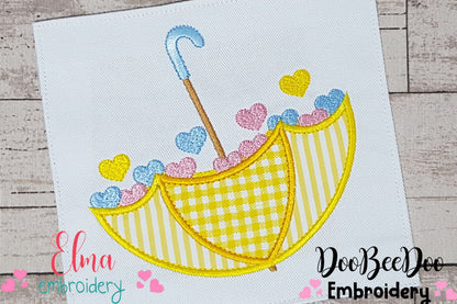 Umbrella and Hearts - Applique