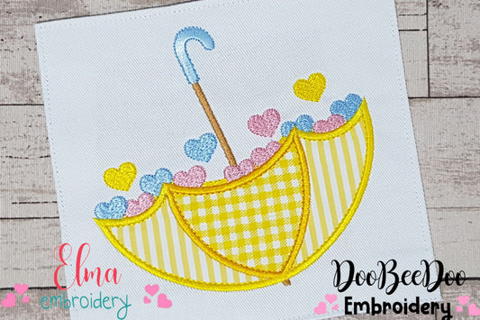 Umbrella and Hearts - Applique