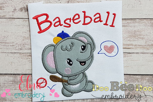 Baseball Elephant - Applique