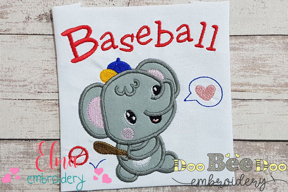 Baseball Elephant - Applique
