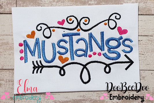 Mustangs Fun Arrows and Hearts - Fill Stitch