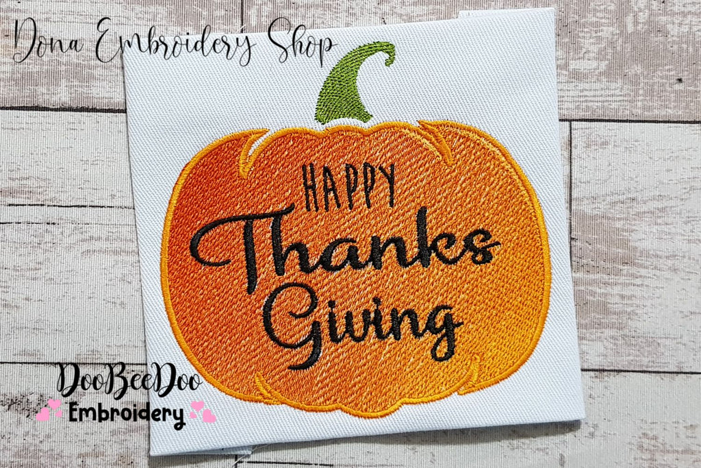 Happy Thanksgiving Pumpkin - Fill Stitch