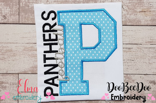 Panthers Football Letter P - Applique - 3x3 4x4 5x5 6x6 7x7