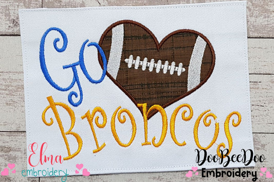 Football Go Broncos - Applique