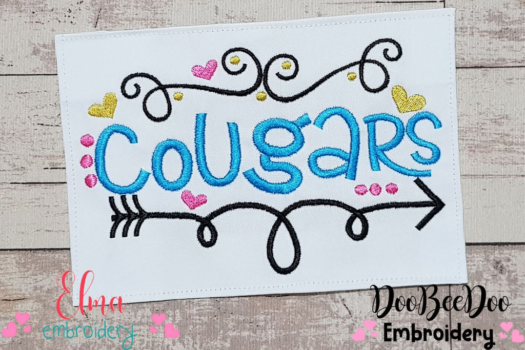 Cougars Fun Arrows and Hearts - Fill Stitch