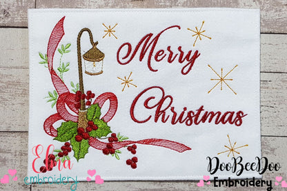 Merry Christmas Light Pole - Fill Stitch - Machine Embroidery Design