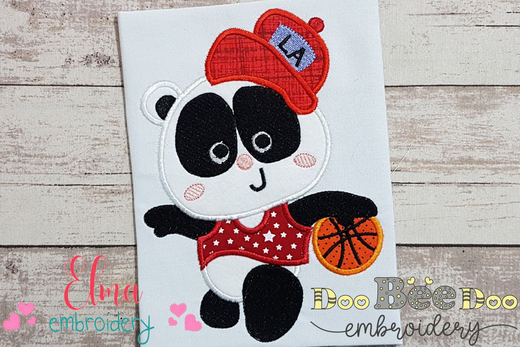 Panda Bear Basketball - Applique - 4x4 5x4 5x7 5x8 6x10 7x12