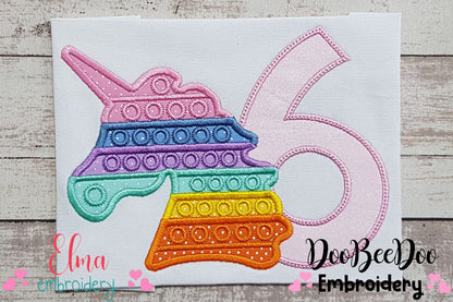 Unicorn Pop It Birthday Number Six 6th Birthday - Applique