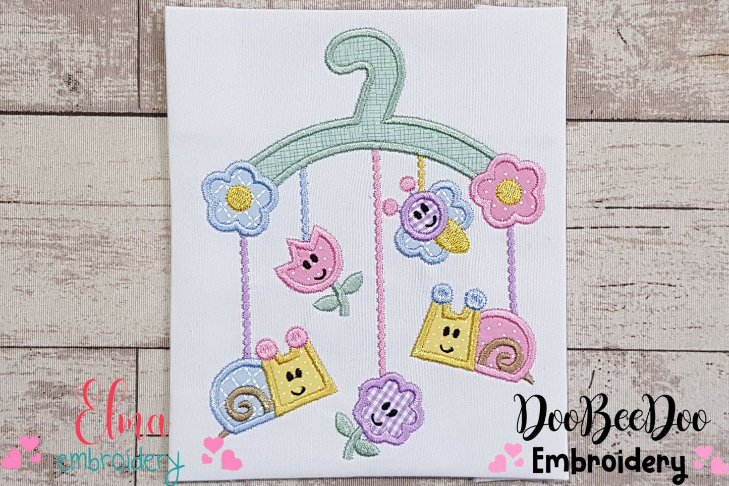 Hanger with Little Animals and Flowers - Applique Embroidery