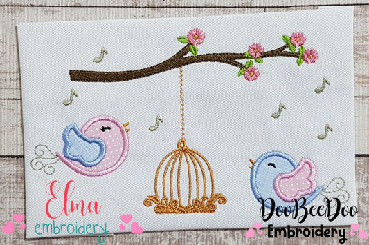 Birds Singing and Bird Cage - Applique