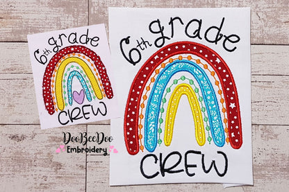 Rainbow 6th Grade Crew - Satin and Bean Stitch Applique - Set of 2 designs