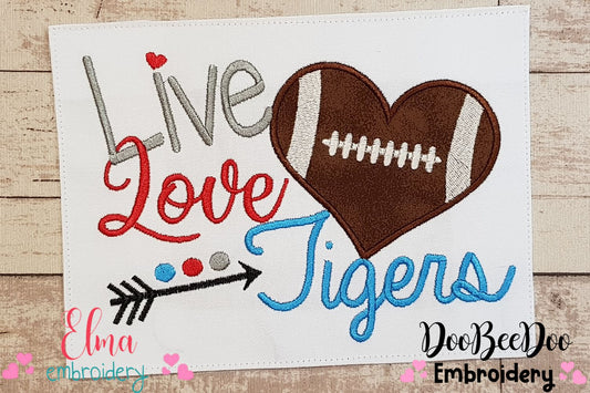 Football Live Love Tigers - Applique
