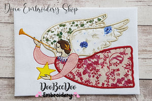 Christmas Angel with Trumpet - Applique Embroidery