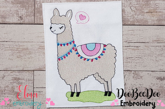 Cute Alpaca Girl - Fill Stitch