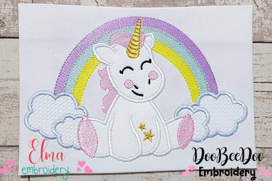 Unicorn, Rainbow and Clouds 1 - Applique