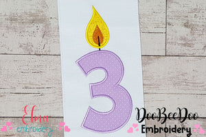 Birthday Candle Number Three - Applique
