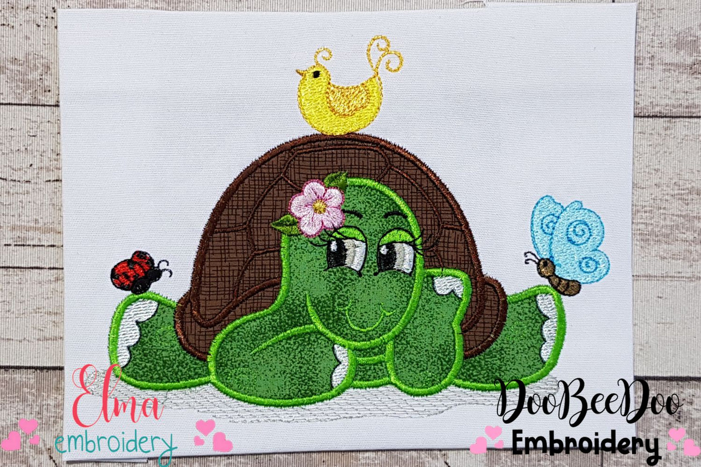 Cute Turtle Girl - Applique - Machine Embroidery Design