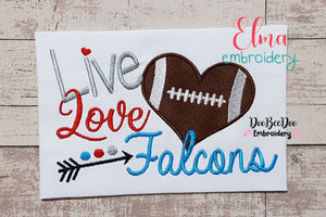 Football Live Love Falcons - Applique