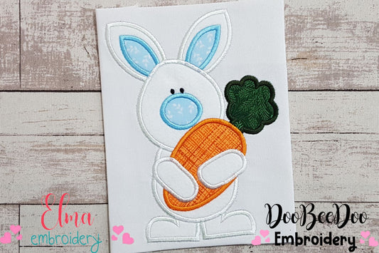 Easter Bunny Boy Holding a Big Carrot - Applique