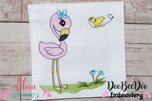 Flamingo - Fill Stitch - Machine Embroidery Design