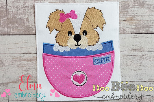 Puppy Dog Girl in the Pocket - Applique