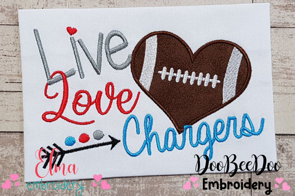 Football Live Love Chargers - Applique