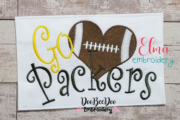 Football Go Packers - Fill Stitch Embroidery
