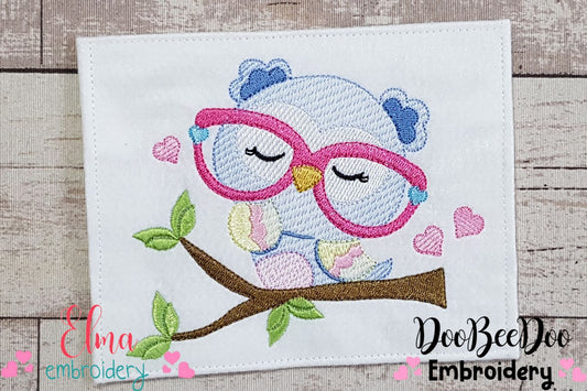 Owl Girl with Glasses - Rippled