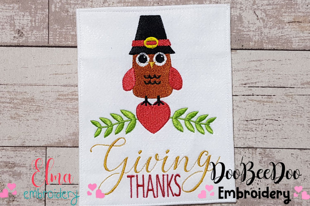 Thanksgiving Pilgrim Owl - Fill Stitch