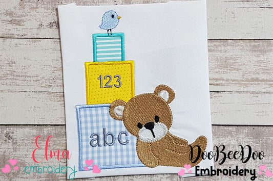 Teddy Bear Boy and Gift Boxes - Applique