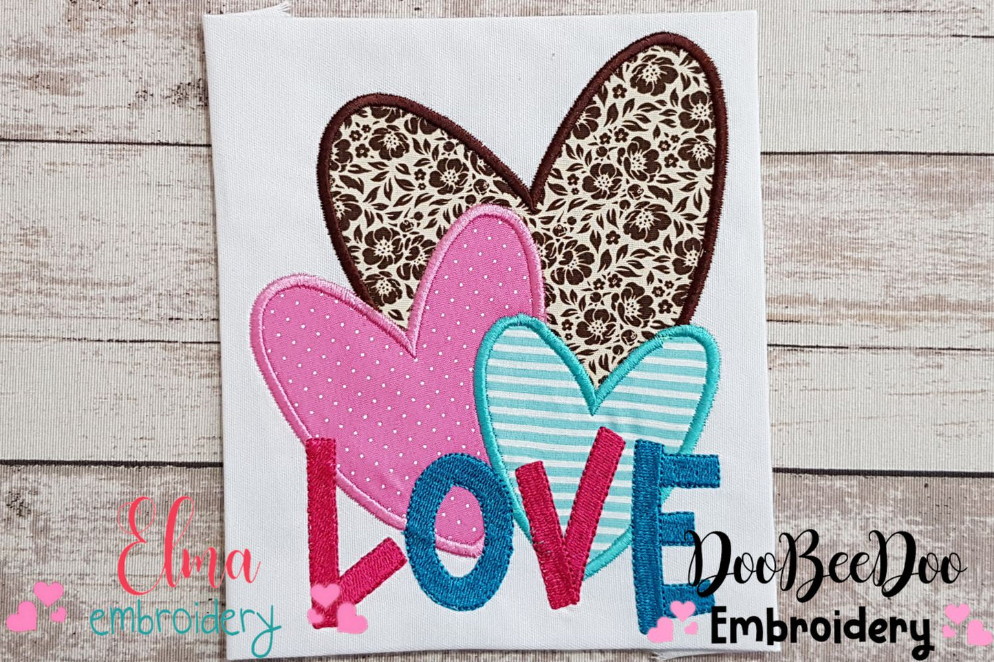 Hearts Trio Love - Applique