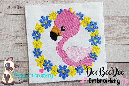 Flamingo and Flowers - Fill Stitch