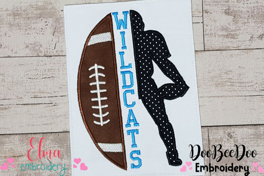 Half Football, Half Player with Wildcats 🏈 - Applique - Machine Embroidery Design