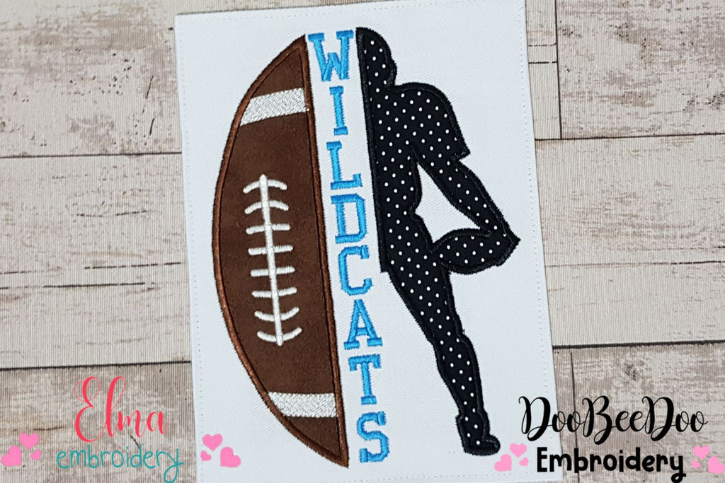 Football Wildcats Player and Ball - Applique