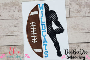 Football Wildcats Player and Ball - Applique