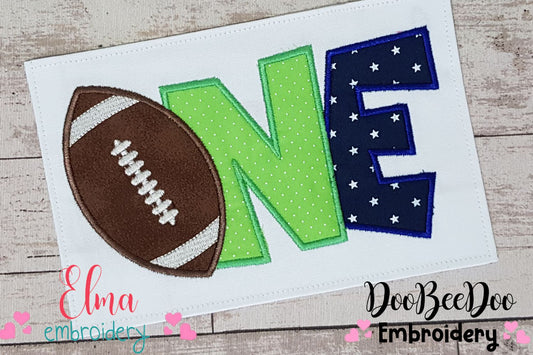 Football Birthday One - Applique - Machine Embroidery Design