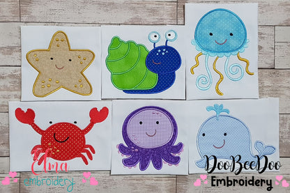Under the Sea Animals - Set of 6 designs - Applique