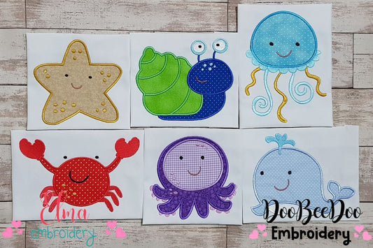 Under the Sea Animals - Set of 6 designs - Applique