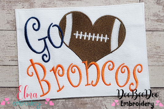 Football Go Broncos - Fill Stitch