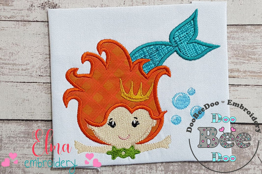 Princess Mermaid Orange Hair - Applique
