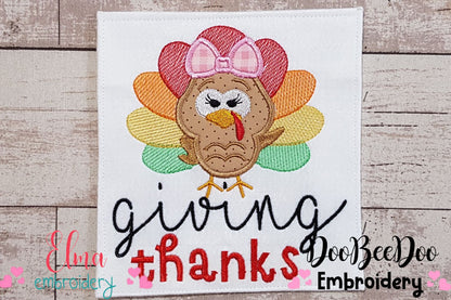 Giving Thanks Turkey with Bow - Applique