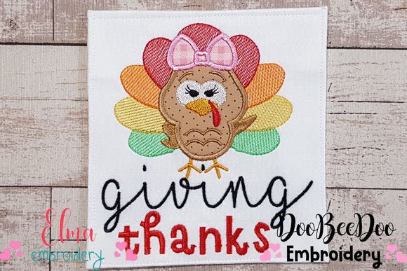 Giving Thanks Turkey with Bow - Applique
