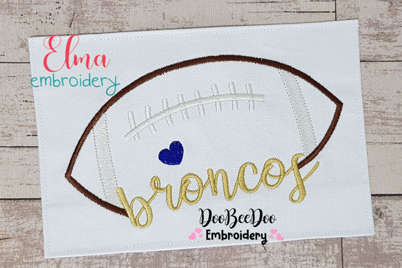 Football Broncos Ball - Fill Stitch - Machine Embroidery Design