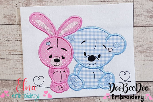 Teddy Bear and Bunny - Applique